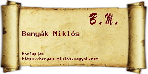 Benyák Miklós névjegykártya